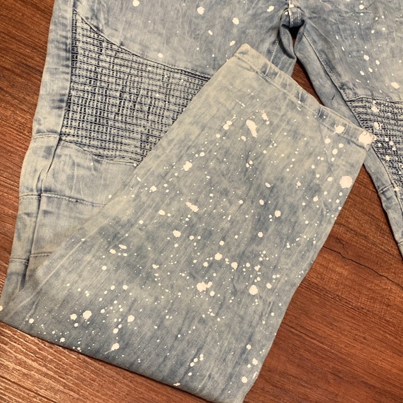 SPARK Slim Straight paint splatter light wash jeans 34 / 32 NEW with tags - Picture 2 of 9